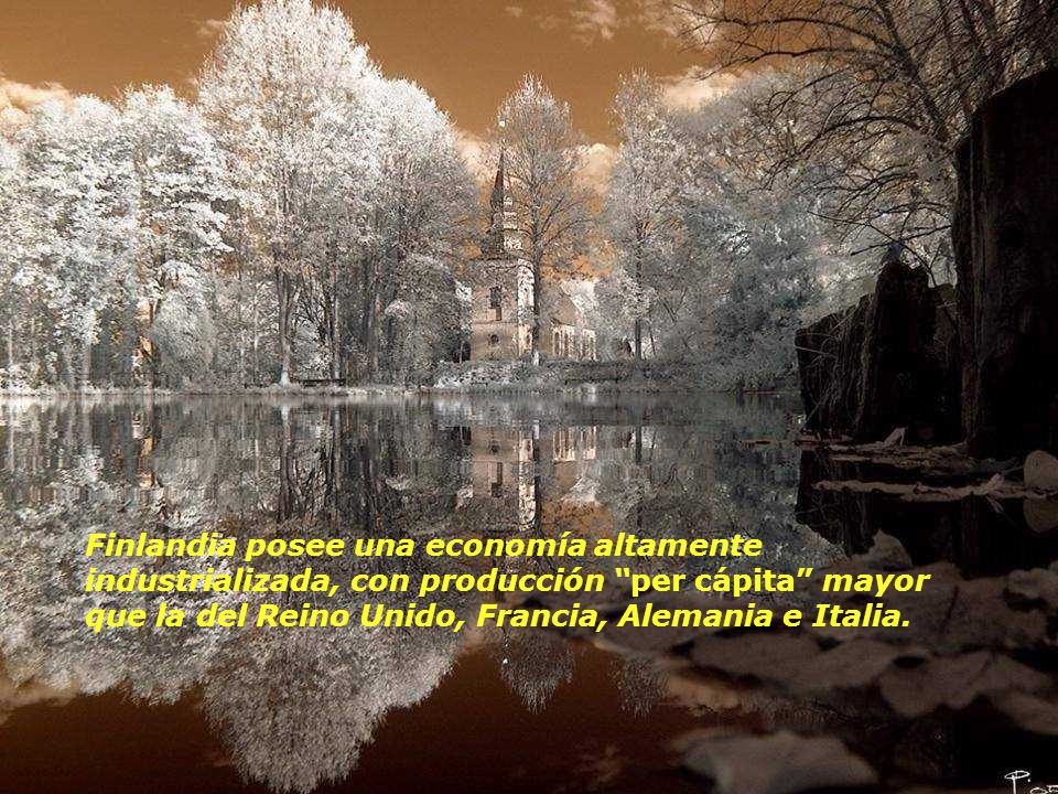 Finlandia posee una economía altamente industrializada, con producción per cápita mayor que la del Reino Unido, Francia, Alemania e Italia.