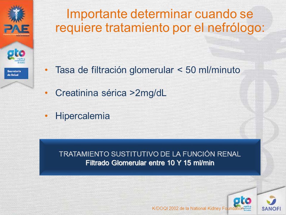 Importante determinar cuando se requiere tratamiento por el nefrólogo: