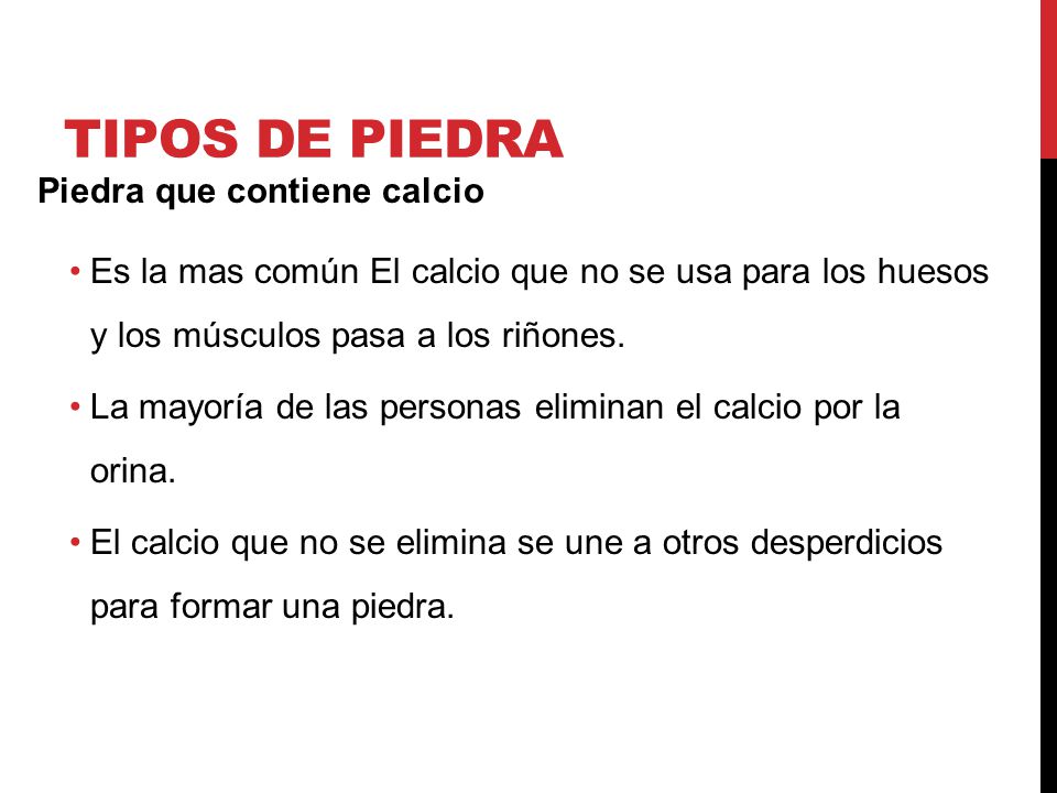 Tipos de piedra Piedra que contiene calcio