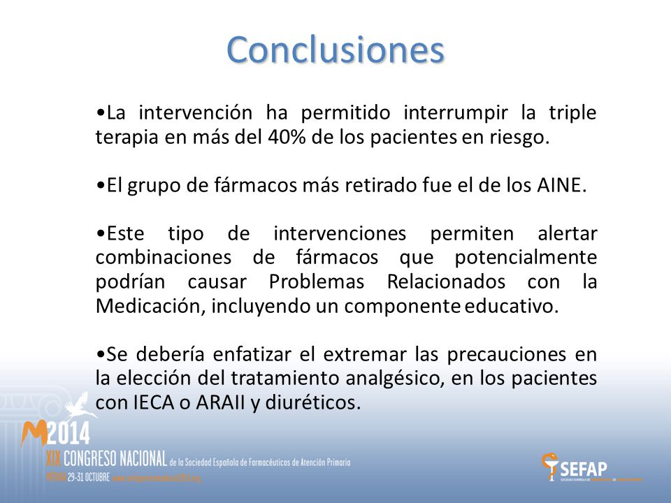 Conclusiones La intervención ha permitido interrumpir la triple terapia en más del 40% de los pacientes en riesgo.