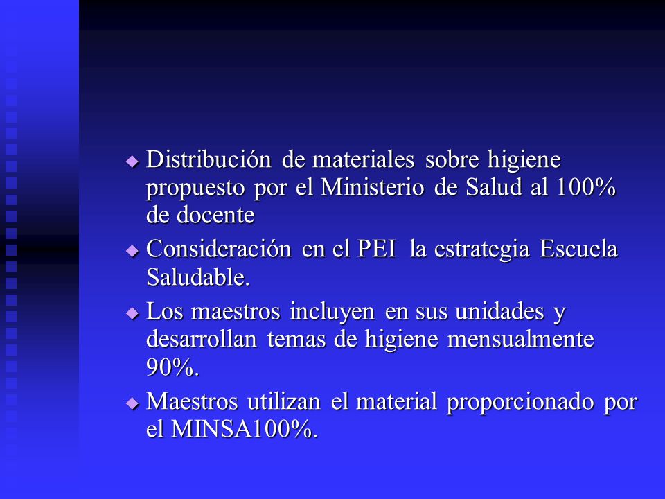 Distribución de materiales sobre higiene propuesto por el Ministerio de Salud al 100% de docente