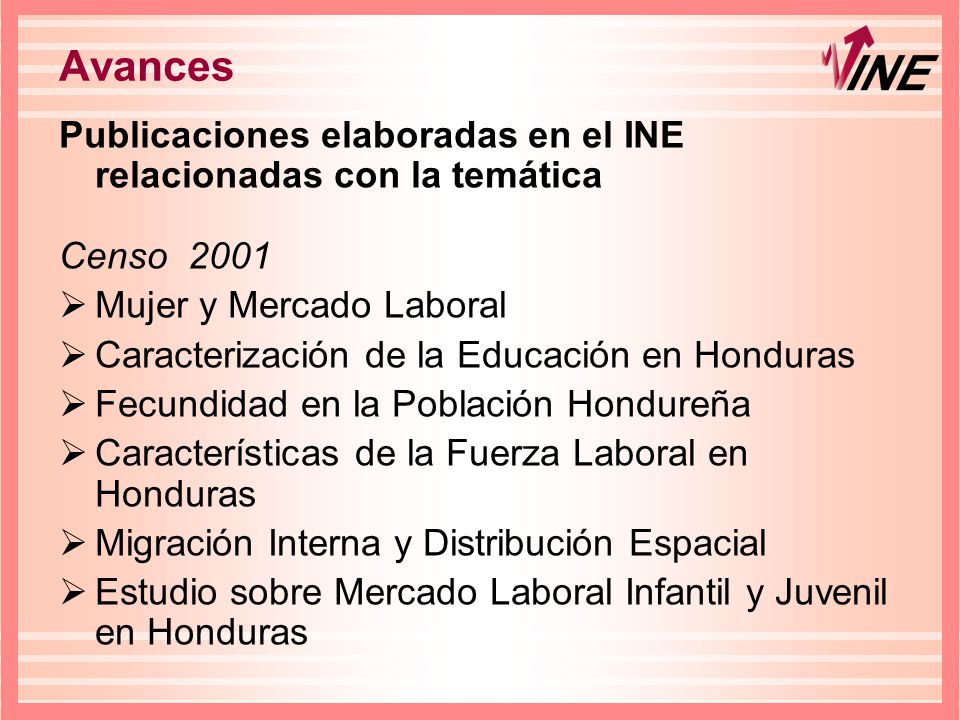 Avances Publicaciones elaboradas en el INE relacionadas con la temática. Censo Mujer y Mercado Laboral.
