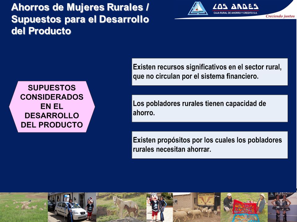 Ahorros de Mujeres Rurales / Supuestos para el Desarrollo del Producto