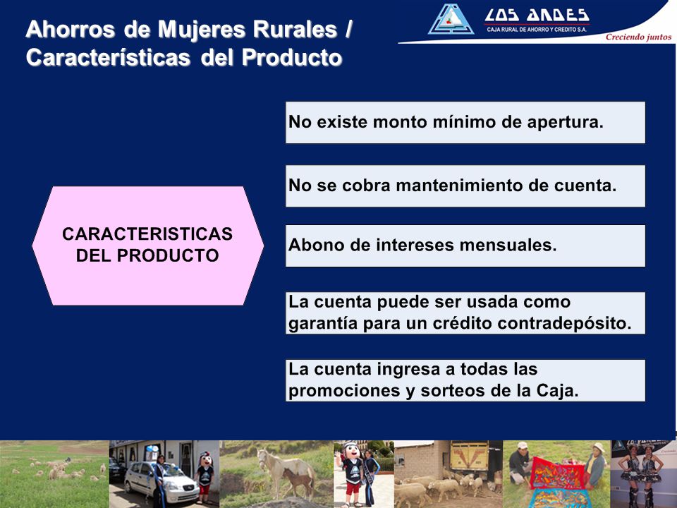 Ahorros de Mujeres Rurales / Características del Producto