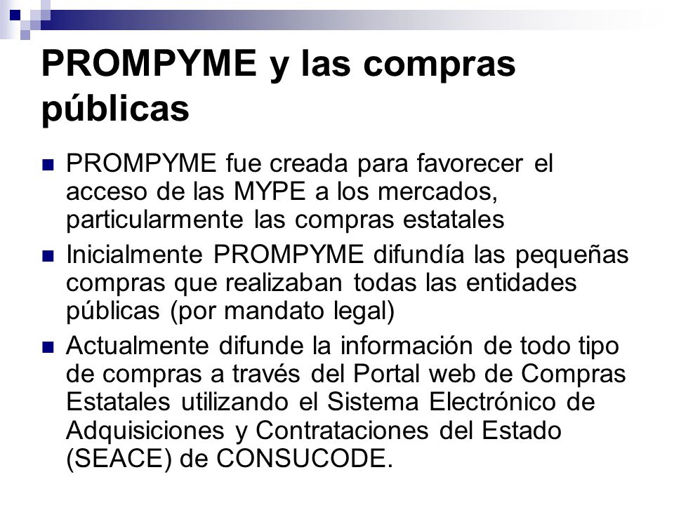 PROMPYME y las compras públicas