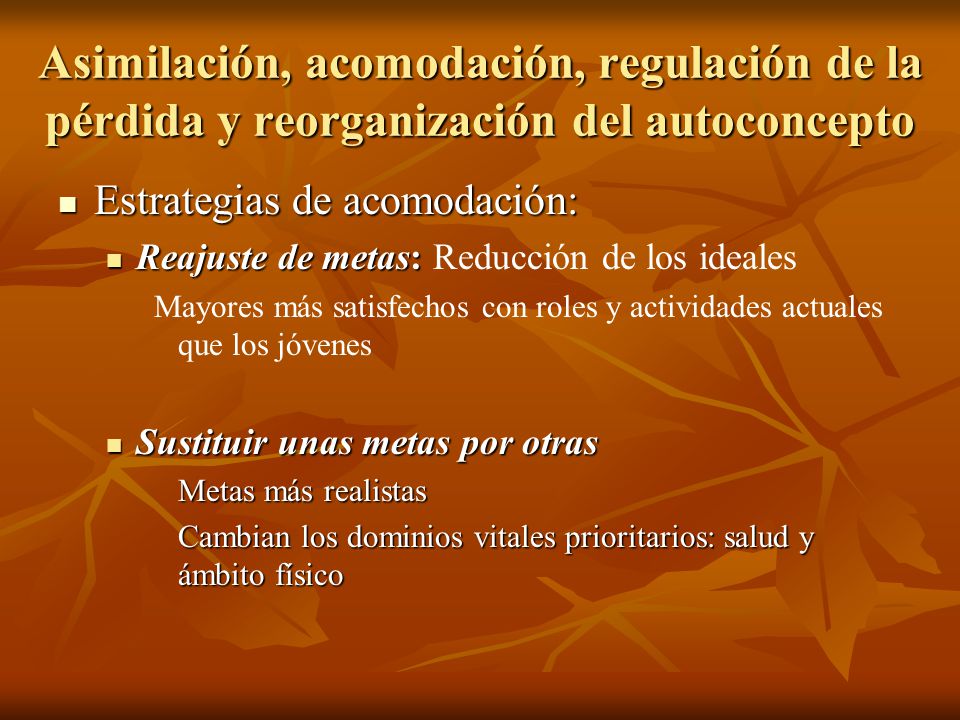 Asimilación, acomodación, regulación de la pérdida y reorganización del autoconcepto
