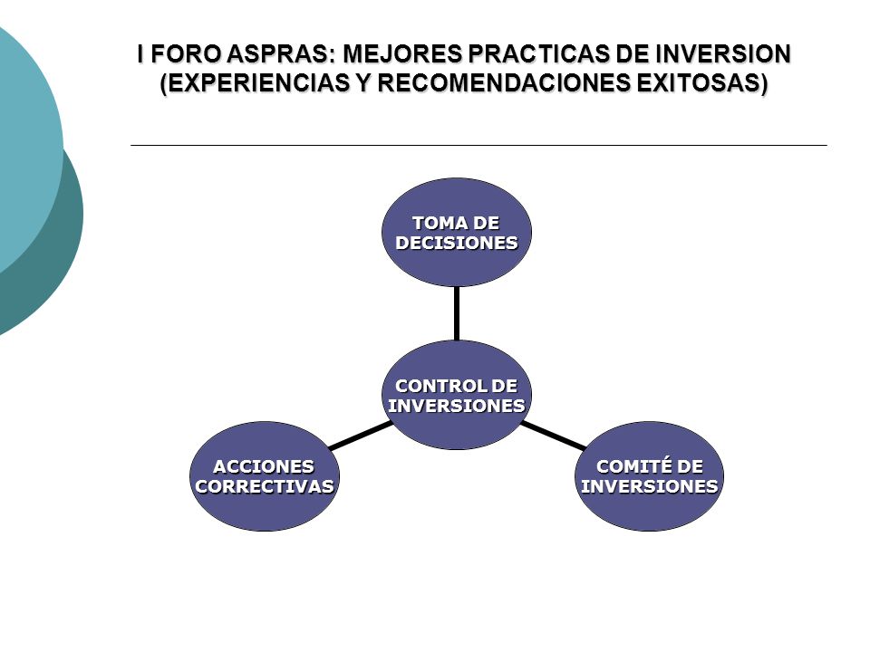 I FORO ASPRAS: MEJORES PRACTICAS DE INVERSION (EXPERIENCIAS Y RECOMENDACIONES EXITOSAS)