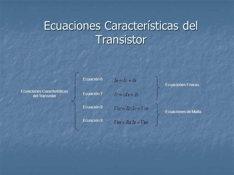 Ecuaciones Características del Transistor
