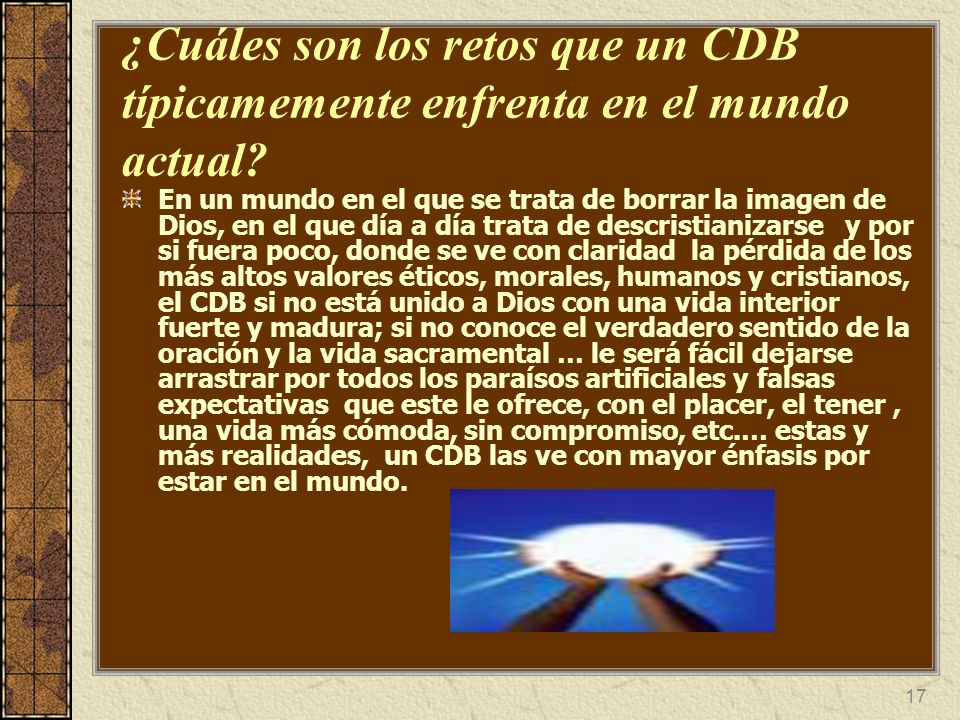 ¿Cuáles son los retos que un CDB típicamemente enfrenta en el mundo actual