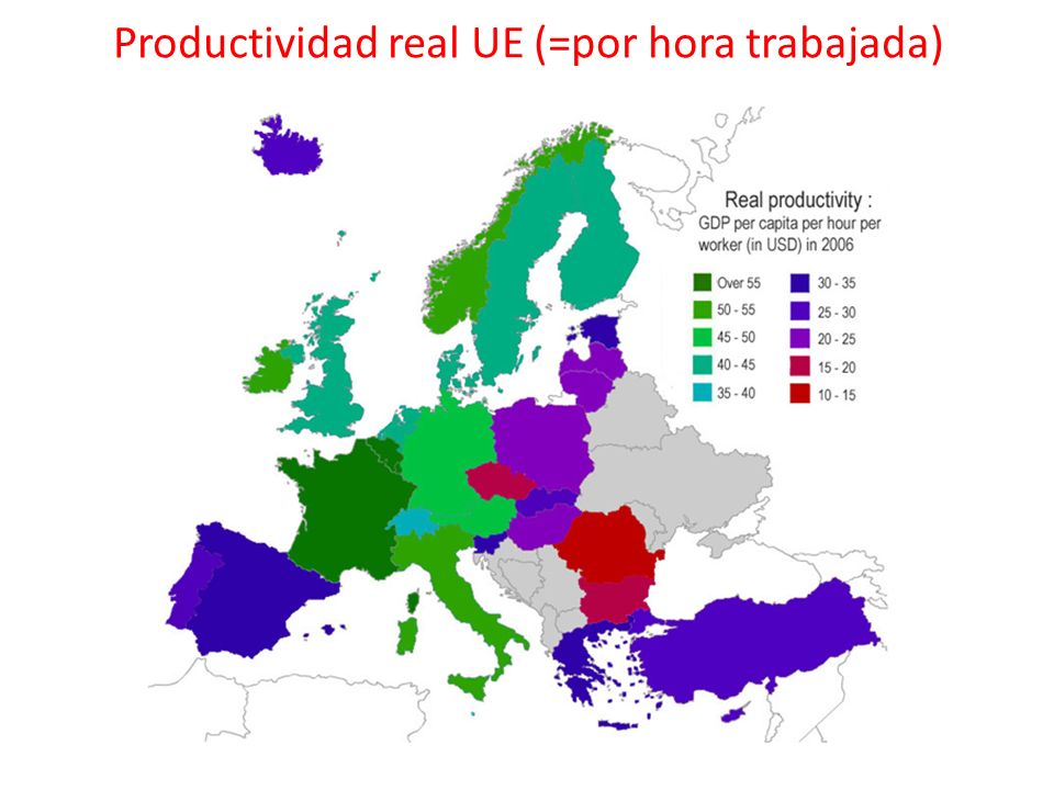 Productividad real UE (=por hora trabajada)