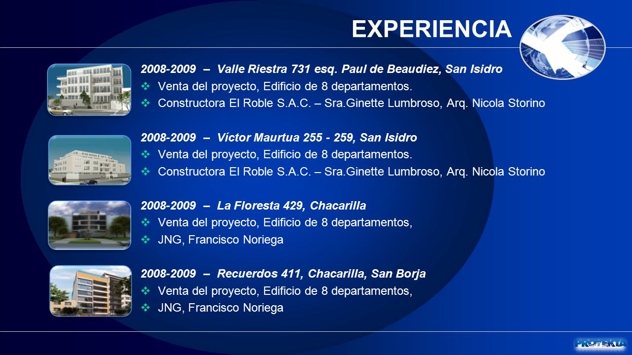 EXPERIENCIA – Valle Riestra 731 esq. Paul de Beaudiez, San Isidro. Venta del proyecto, Edificio de 8 departamentos.