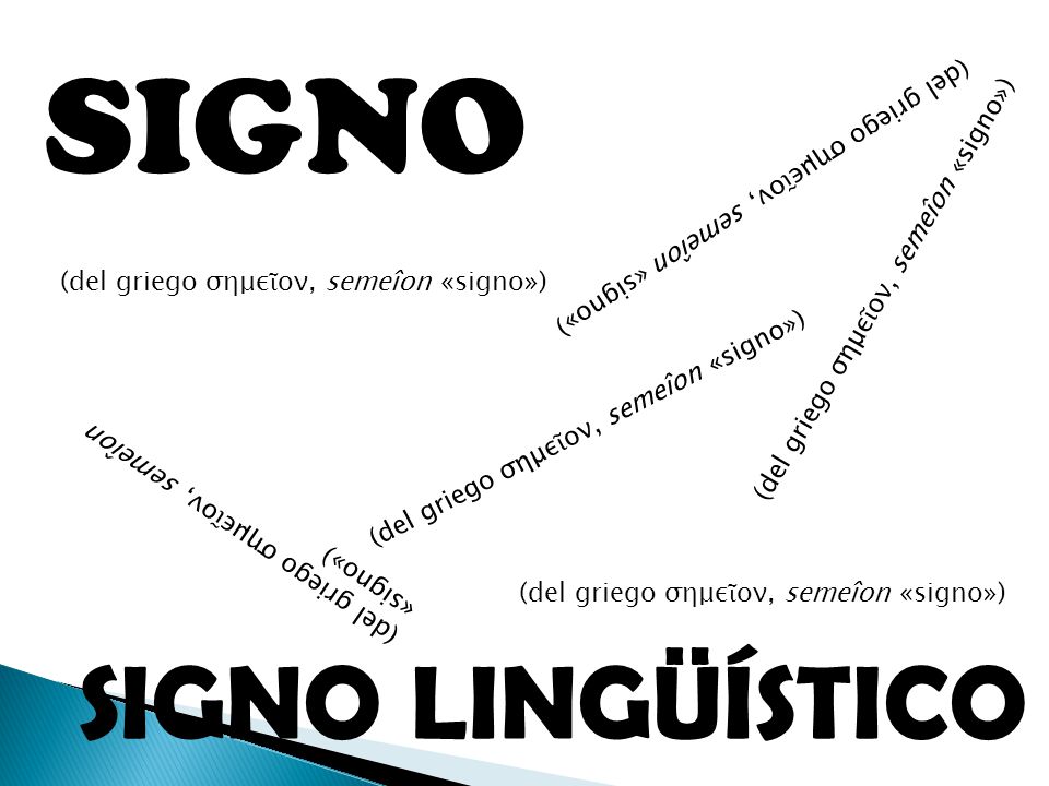SIGNO SIGNO LINGÜÍSTICO (del griego σημεῖον, semeîon «signo»)