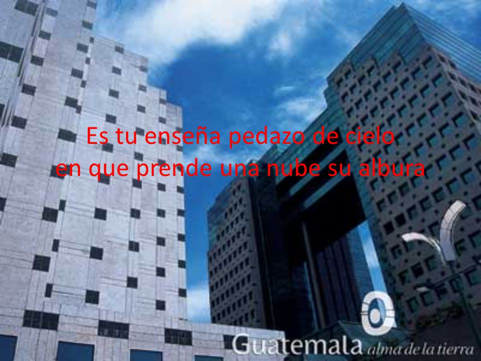 Es tu enseña pedazo de cielo en que prende una nube su albura