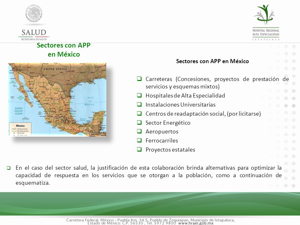 Sectores con APP en México