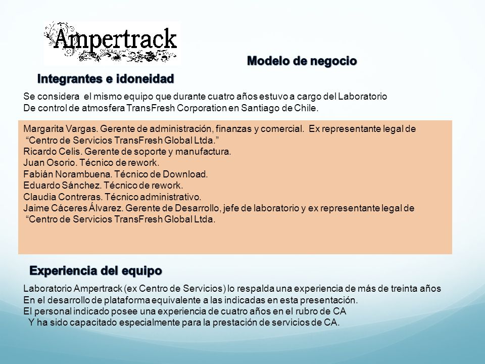 Integrantes e idoneidad Experiencia del equipo