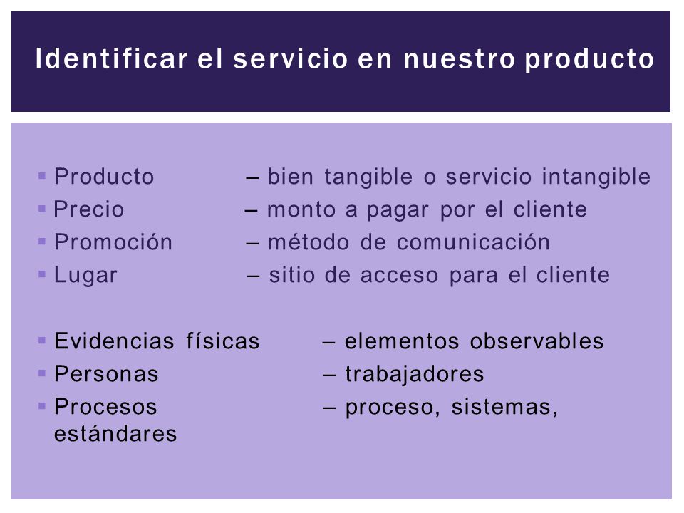 Identificar el servicio en nuestro producto