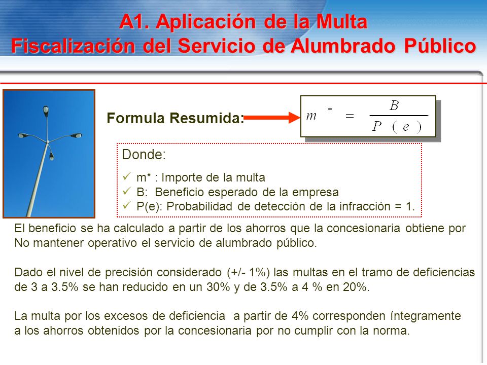 A1. Aplicación de la Multa Fiscalización del Servicio de Alumbrado Público