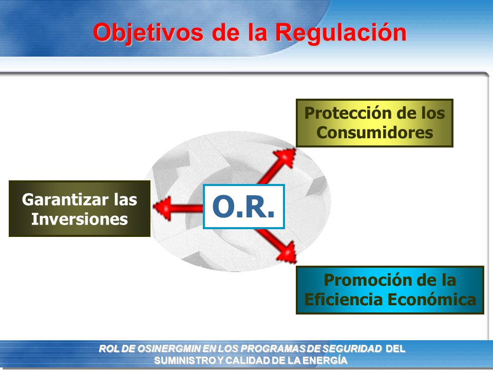 O.R. Objetivos de la Regulación Protección de los Consumidores