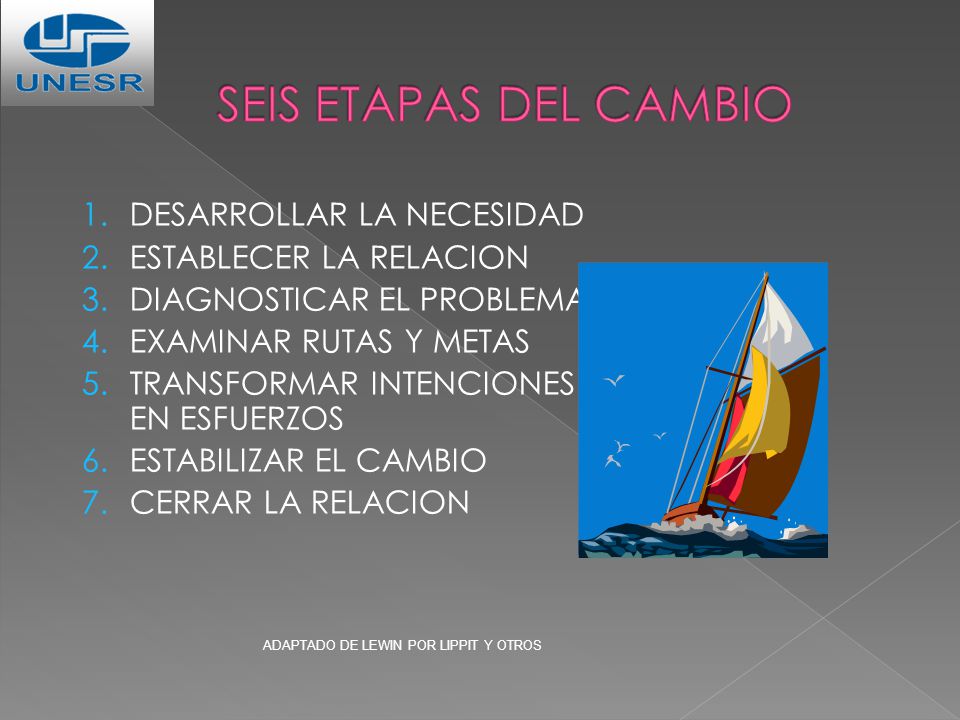 SEIS ETAPAS DEL CAMBIO DESARROLLAR LA NECESIDAD ESTABLECER LA RELACION