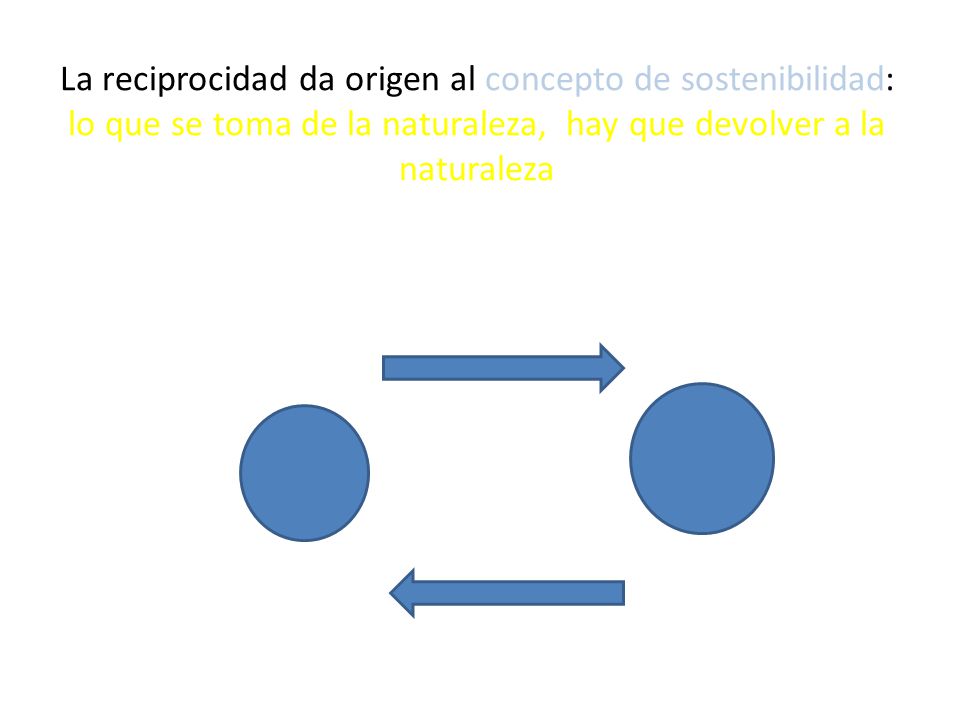 La reciprocidad da origen al concepto de sostenibilidad: lo que se toma de la naturaleza, hay que devolver a la naturaleza