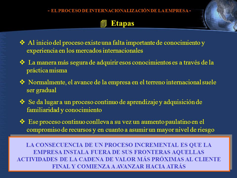 - EL PROCESO DE INTERNACIONALIZACIÓN DE LA EMPRESA -