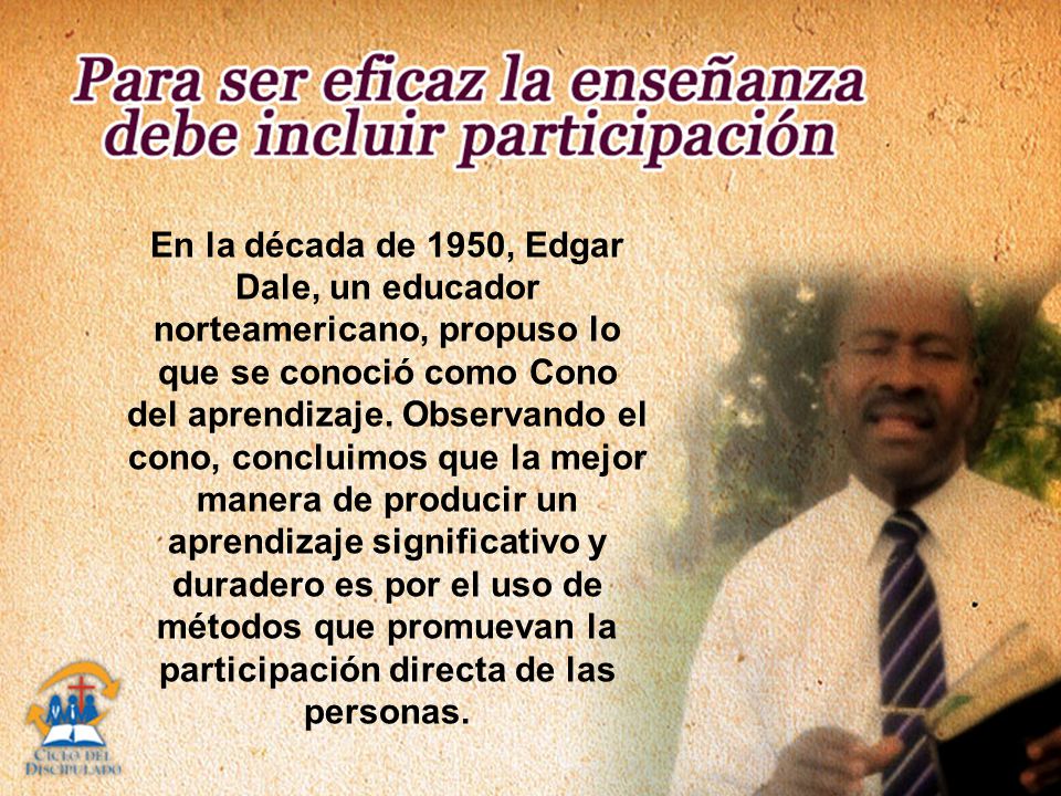En la década de 1950, Edgar Dale, un educador norteamericano, propuso lo que se conoció como Cono del aprendizaje.