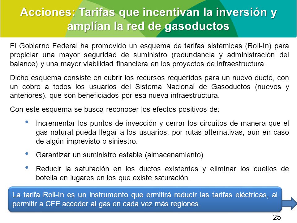 Acciones: Tarifas que incentivan la inversión y amplían la red de gasoductos