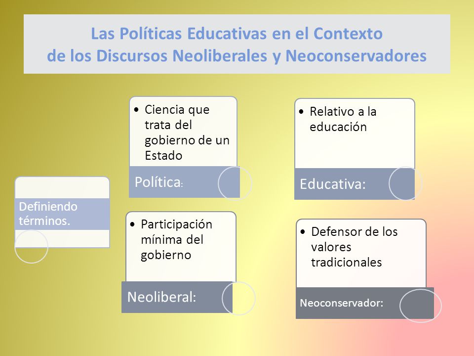 Las Políticas Educativas en el Contexto de los Discursos Neoliberales y Neoconservadores