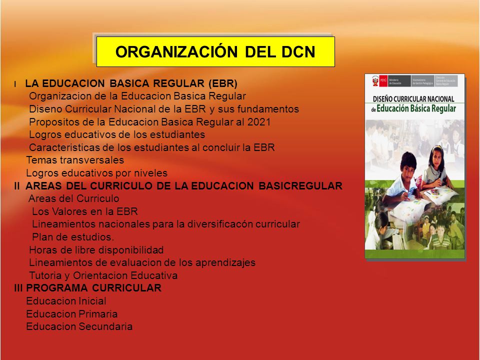 ORGANIZACIÓN DEL DCN Organizacion de la Educacion Basica Regular