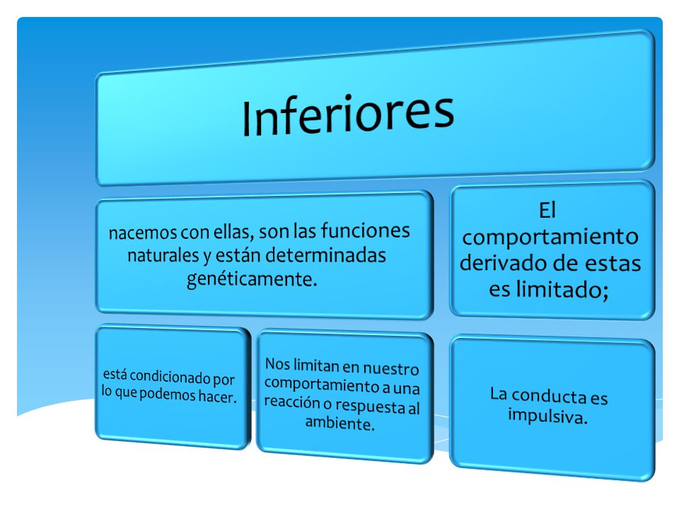 Inferiores El comportamiento derivado de estas es limitado;