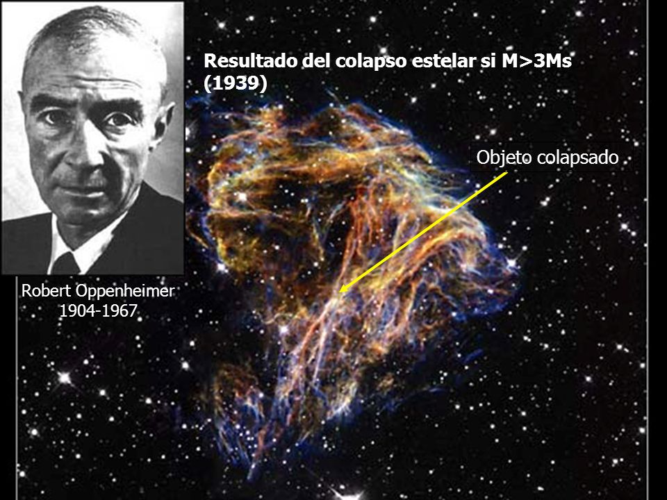 Resultado del colapso estelar si M>3Ms (1939)