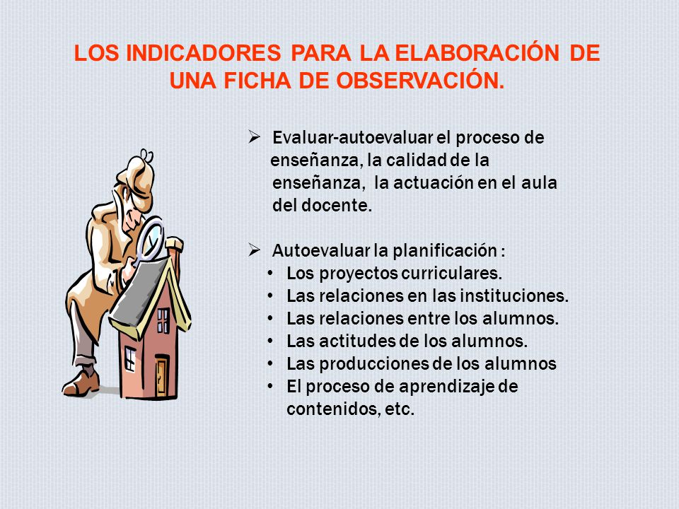 LOS INDICADORES PARA LA ELABORACIÓN DE UNA FICHA DE OBSERVACIÓN.