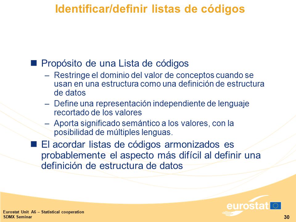 Identificar/definir listas de códigos