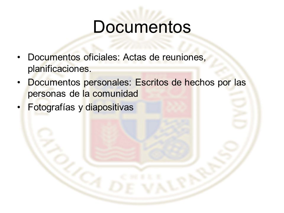 Documentos Documentos oficiales: Actas de reuniones, planificaciones.