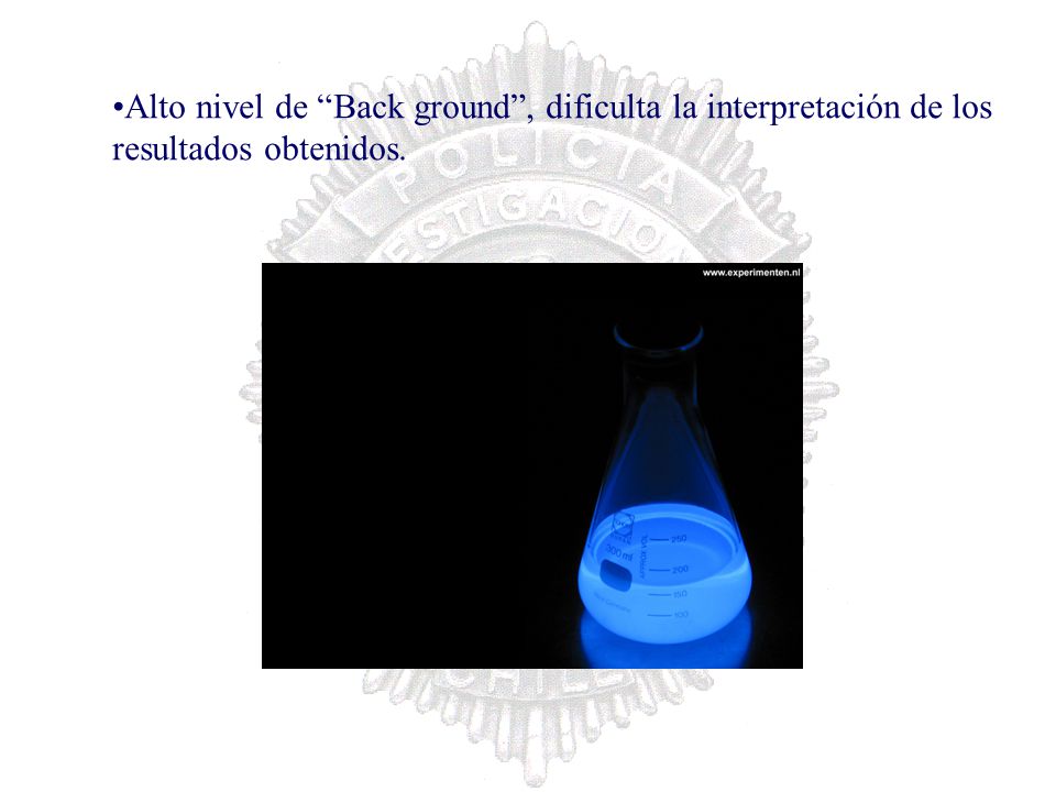 Alto nivel de Back ground , dificulta la interpretación de los resultados obtenidos.