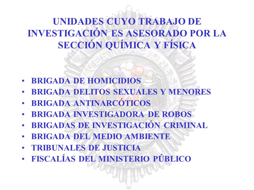 UNIDADES CUYO TRABAJO DE INVESTIGACIÓN ES ASESORADO POR LA SECCIÓN QUÍMICA Y FÍSICA