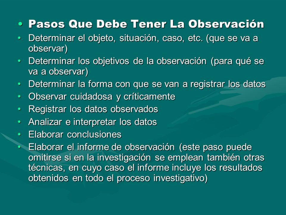 Pasos Que Debe Tener La Observación