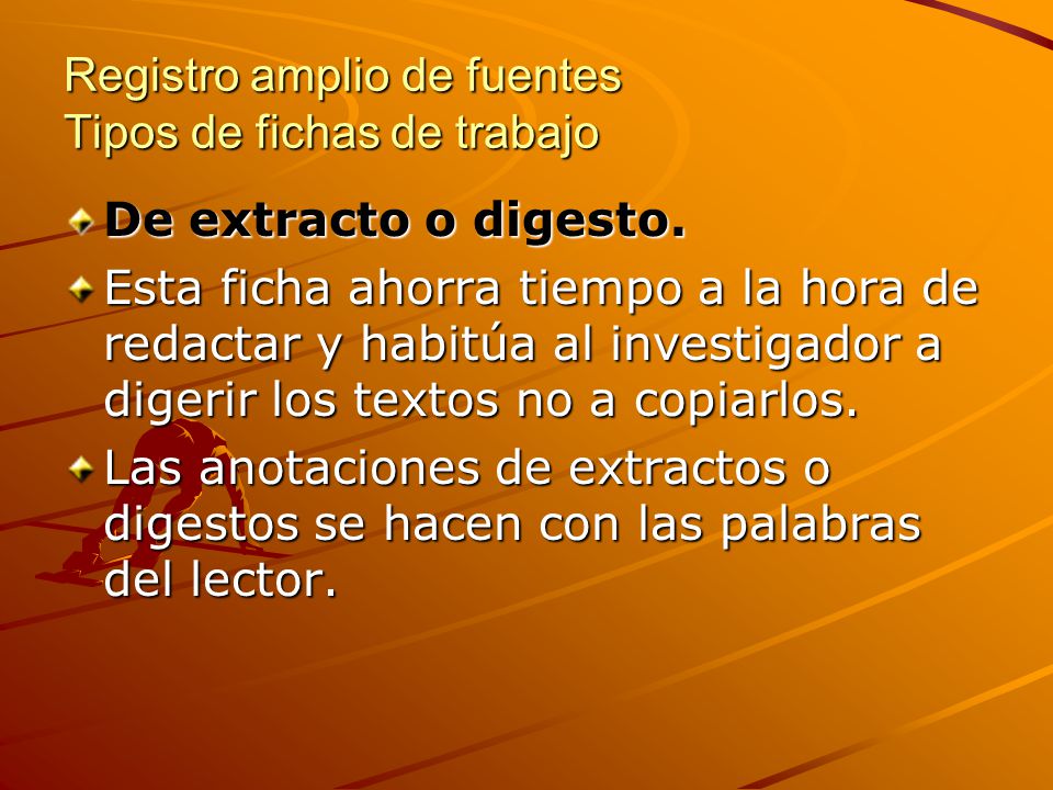Registro amplio de fuentes Tipos de fichas de trabajo