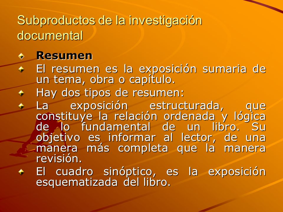 Subproductos de la investigación documental