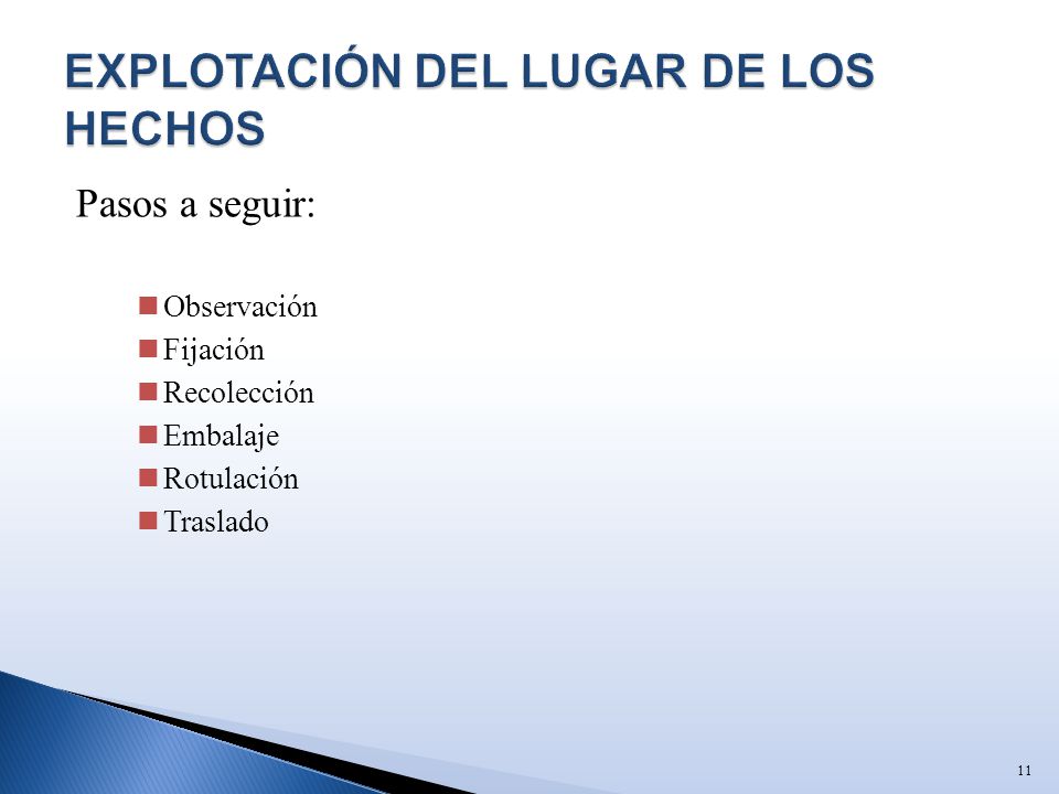 EXPLOTACIÓN DEL LUGAR DE LOS HECHOS