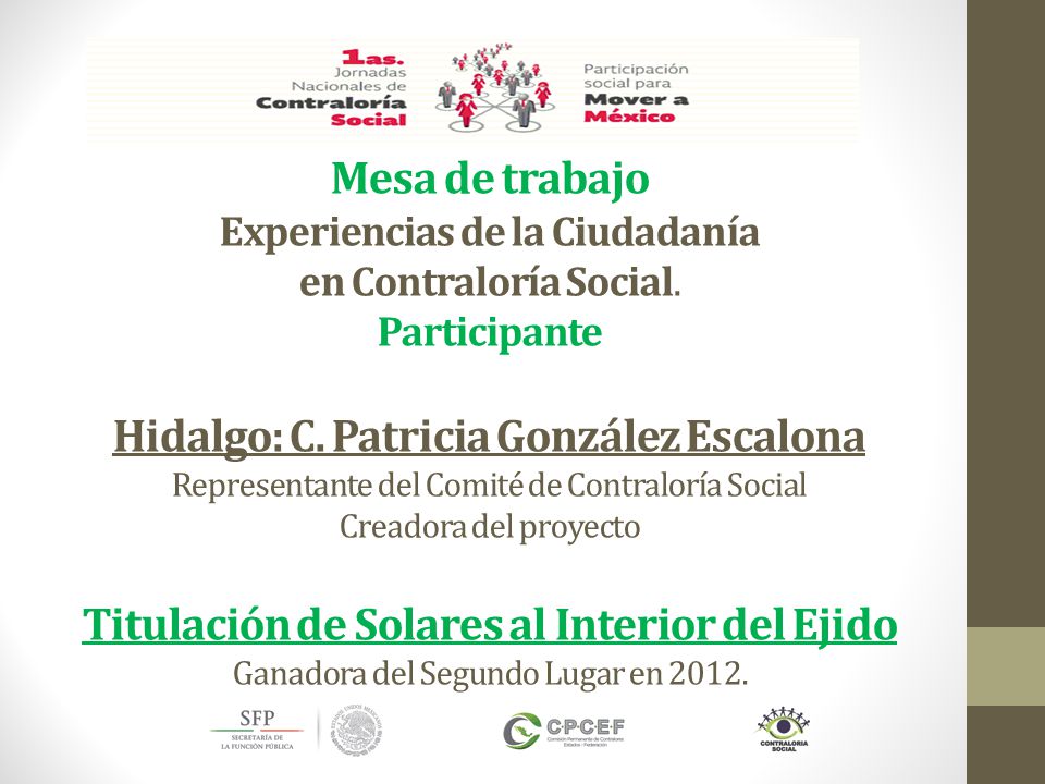 Mesa de trabajo Experiencias de la Ciudadanía en Contraloría Social