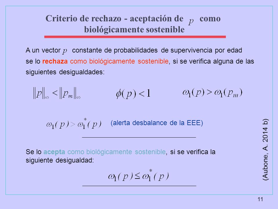 Criterio de rechazo - aceptación de como biológicamente sostenible