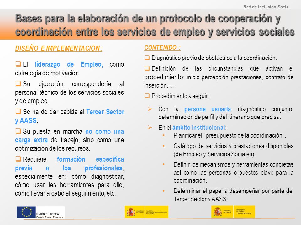 Bases para la elaboración de un protocolo de cooperación y coordinación entre los servicios de empleo y servicios sociales