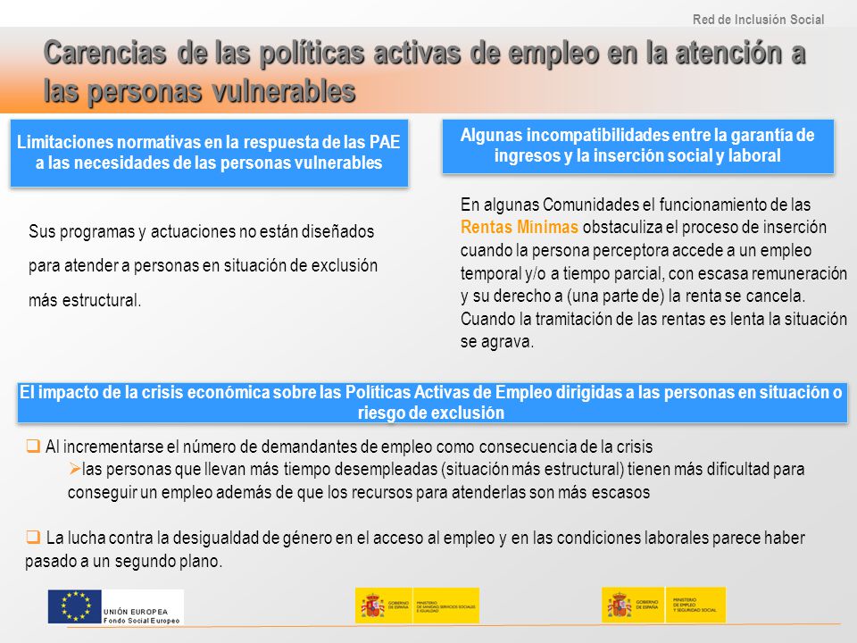 Carencias de las políticas activas de empleo en la atención a las personas vulnerables