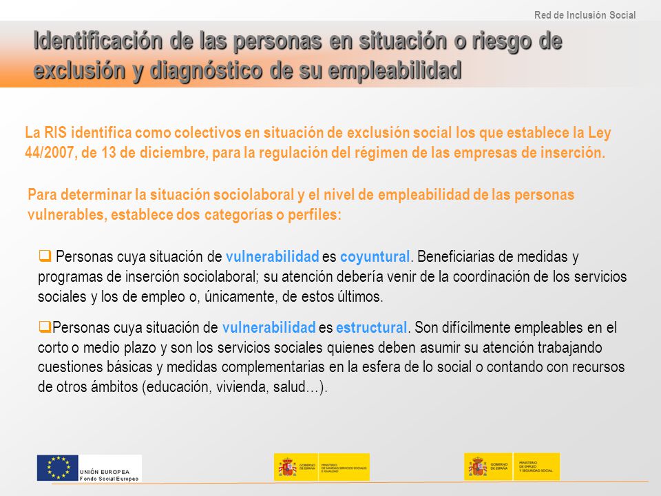 Identificación de las personas en situación o riesgo de exclusión y diagnóstico de su empleabilidad