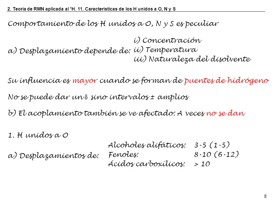 Comportamiento de los H unidos a O, N y S es peculiar