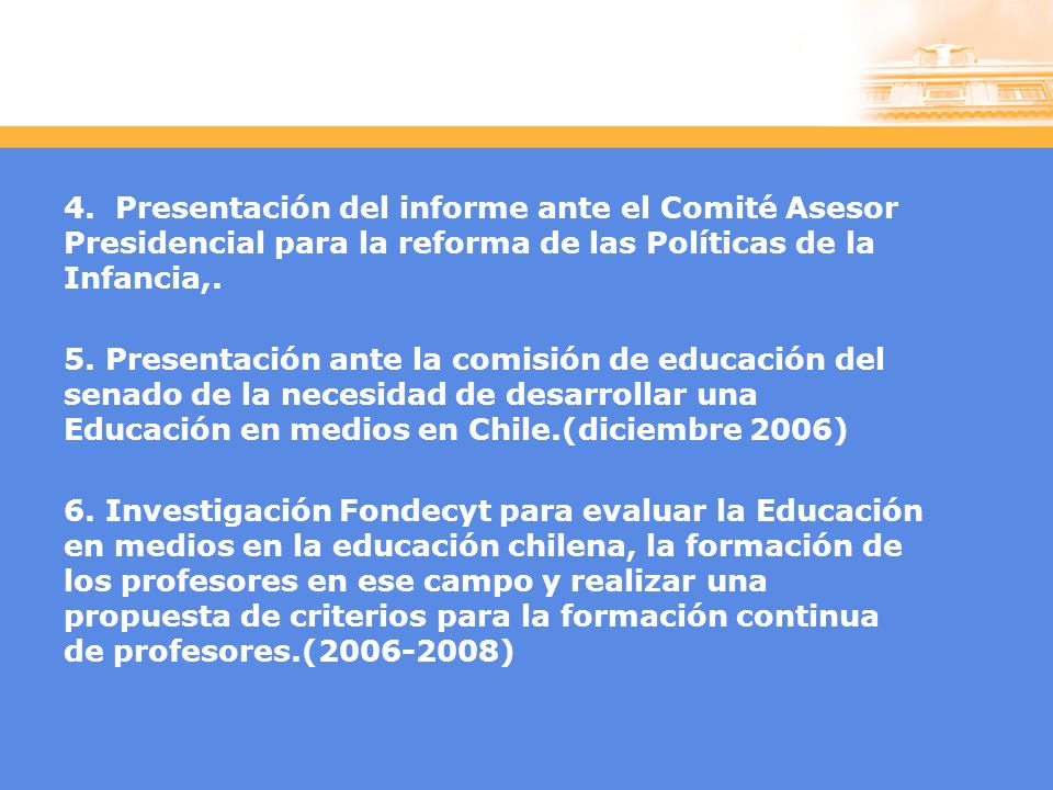 4. Presentación del informe ante el Comité Asesor Presidencial para la reforma de las Políticas de la Infancia,.