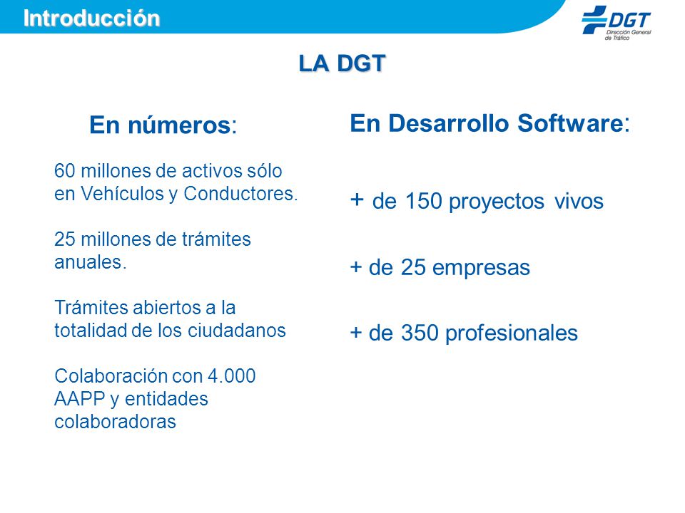 + de 150 proyectos vivos En Desarrollo Software: En números: LA DGT