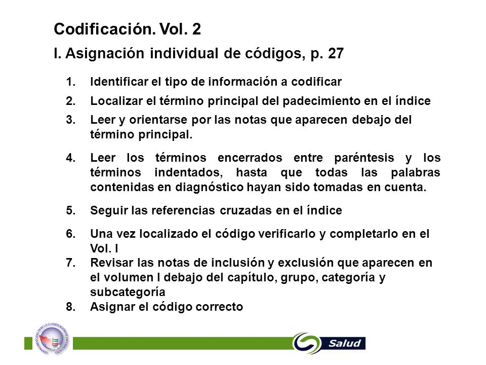 Codificación. Vol. 2 I. Asignación individual de códigos, p. 27