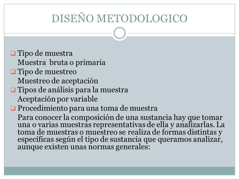 DISEÑO METODOLOGICO Tipo de muestra Muestra bruta o primaria